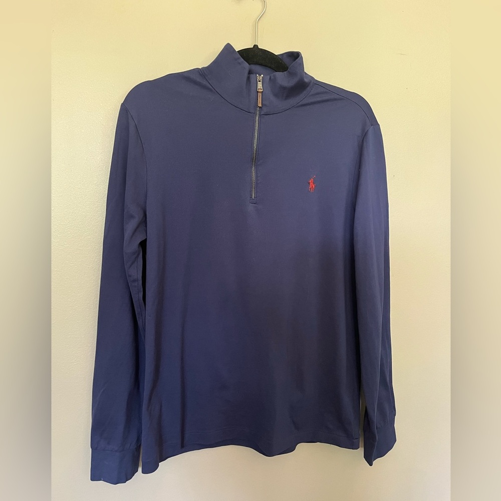 Ralph Lauren Polo Mens Navy Blue Long Sleeve Quarter Zip Size Medium (M)